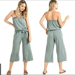 Anthropologie Cloth & Stone Jumpsuit Sleeveless Crop Green Small